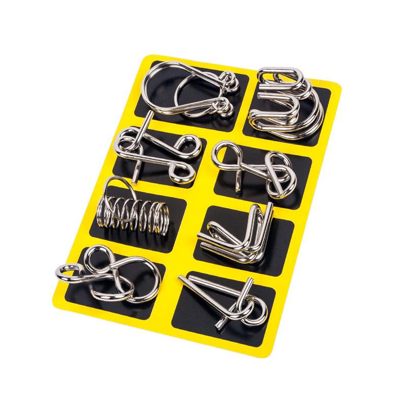 Metal Nine Linked Rings: Eight-Piece Set of Educational Unlocking Toys for Children's Cognitive Development
