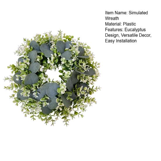 Eucalyptus Leaf Wreath UV-Resistant Silk Leaves Greenery Garland Front Door Artificial Wreath Christmas Decor