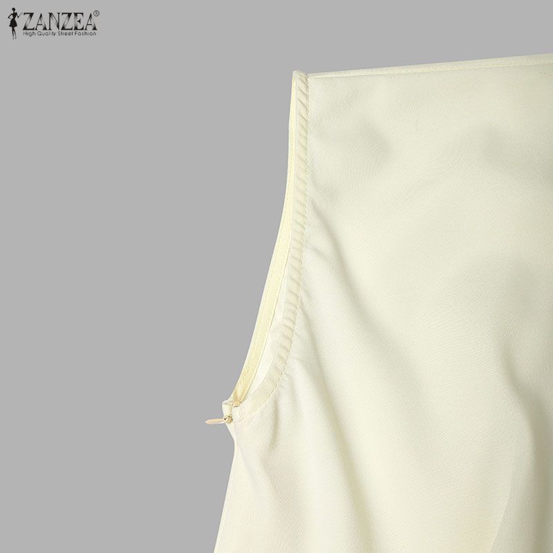 ZANZEA Abito da Donna Casual Elegante Senza Maniche a Collo Reversibile Monocolore