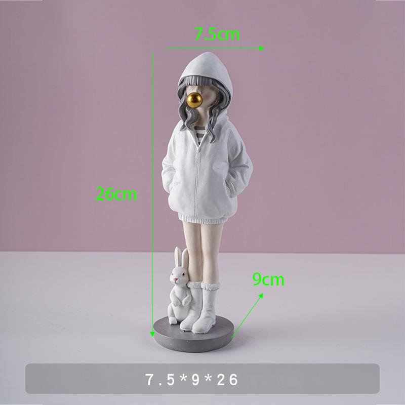 Nowoczesna żywica słodka dziewczyna balonowa statua akcesoria dom salon figurki pulpit dekoracja regał szafka rzeźba rzemiosło