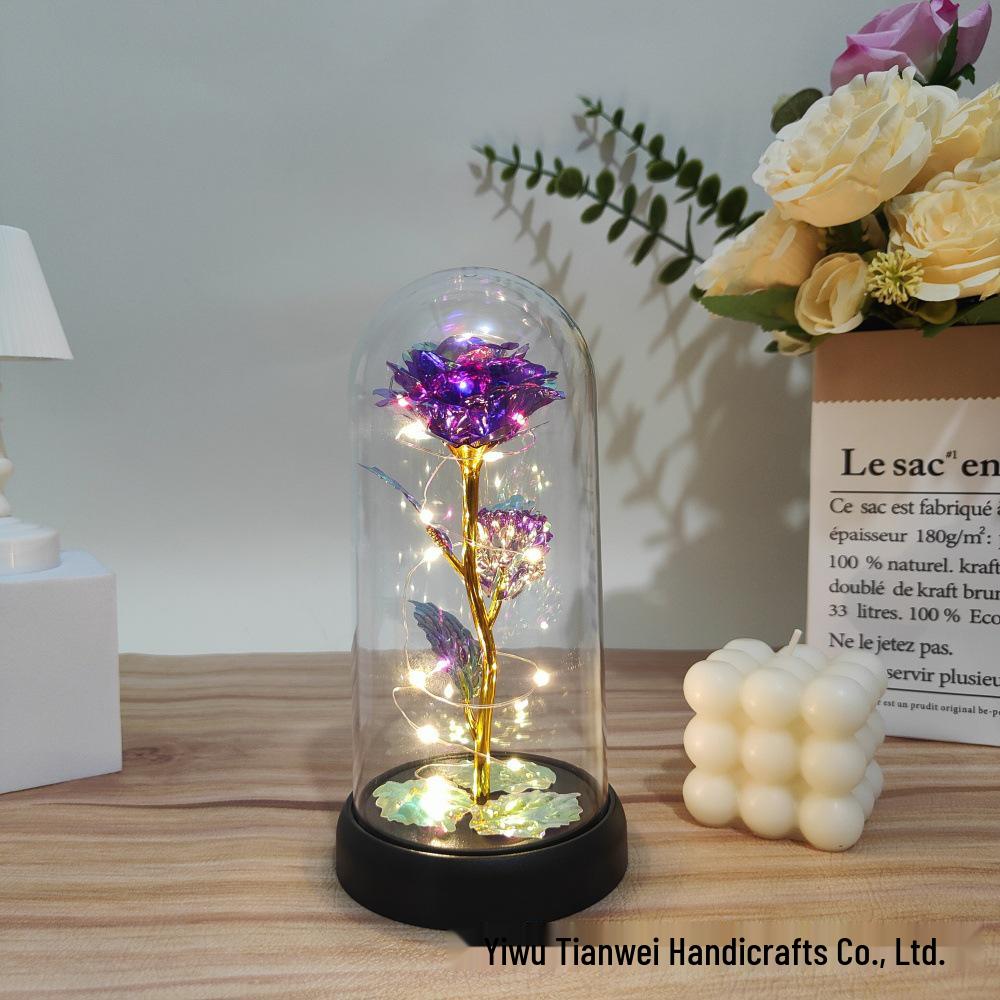 Goldfolienrose mit Acrylhaube: Konserviertes Blumen Geschenk für den Muttertag oder Valentinstag.