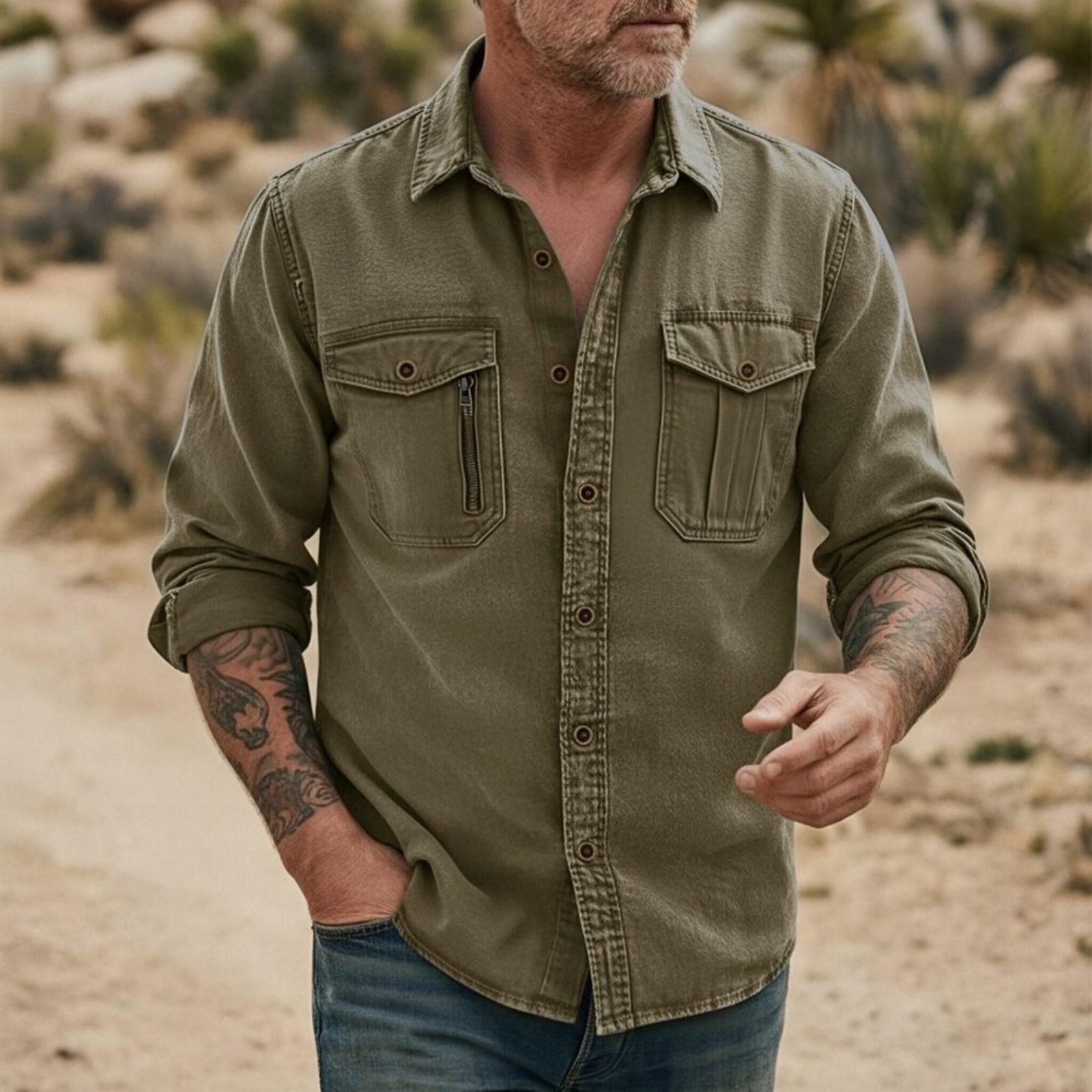 Men s casual stylish short-sleeved button-down shirt - Men s breathable cotton-like linen retro work shirt XXL