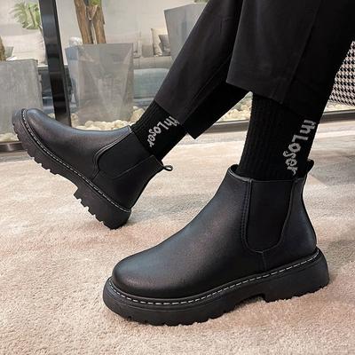 Martin Boots Men'S High-Top British Style Chelsea Boots Tooling Shoes Velvet Winter Shoes Leather Boots Men