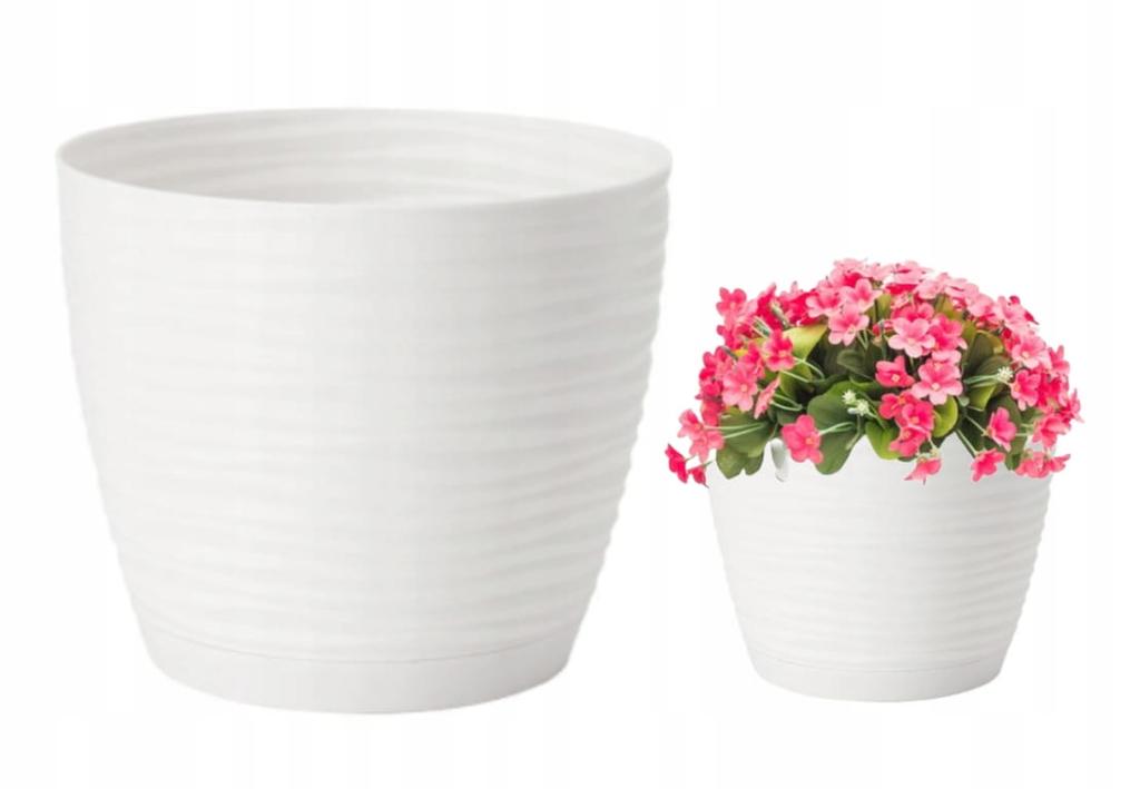 Flowerpot with saucer, white, 19x173cm, plastic
