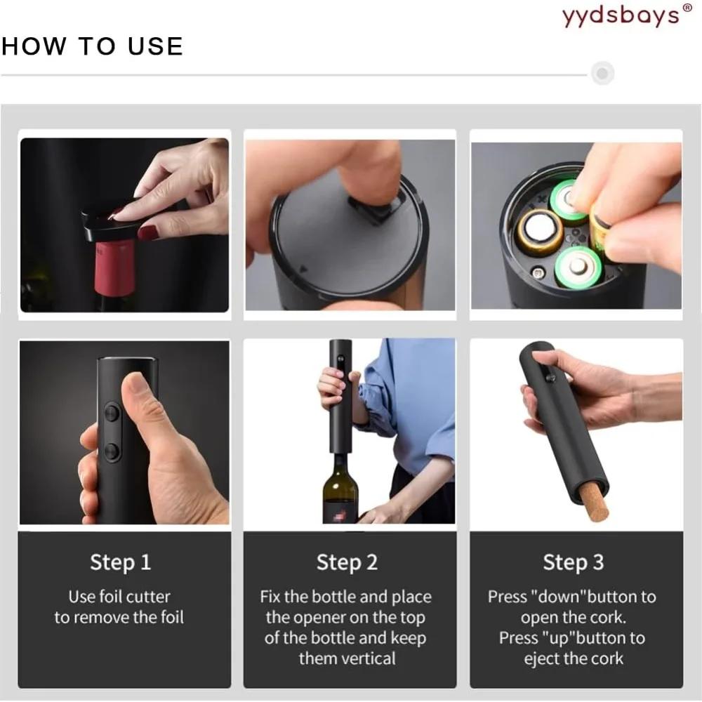Electric Wine Opener, Automatic Bottle Opener, Battery-operated Reusable Wine Remover