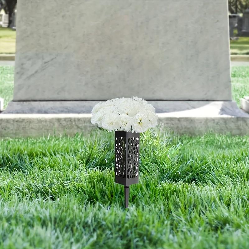 14 Pcs Cemetery Flower and 2pcs Cemetery Flower Basket White Carnation Flower Cemetery Flower Basket Reusable To Create Elegant Cemetery Decoration