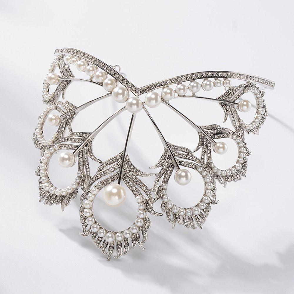 Head Accessories Crystal Pearl Headband Round Pearl Crown Jewelry Headpiece Miss Universe