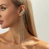 Alloy Copper Chain Long Tassel Earrings Silver Color Gothic Ear Clip Earrings No Piercing Required C-shaped Ear Cuff