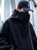 Unisex High-Neck Hooded Sweatshirt: Heavyweight, Functional, Loose-Fit Top for Spring, Autumn, Winter - Trendy, Casual, and High Street Style.