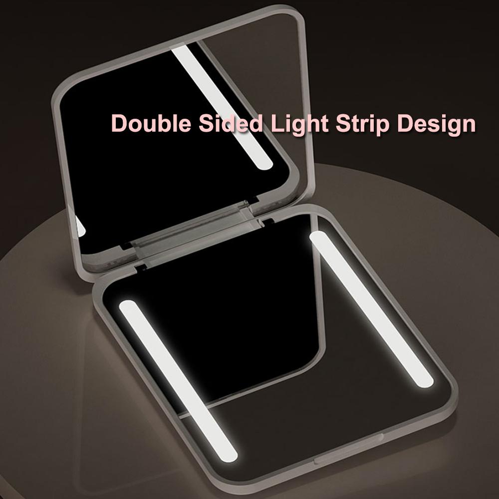 Pocket Mirror 1X/2X Magnification LED Compact Travel Makeup Mirror with Light 2-Sided Folding Handheld Small Lighted Mirror