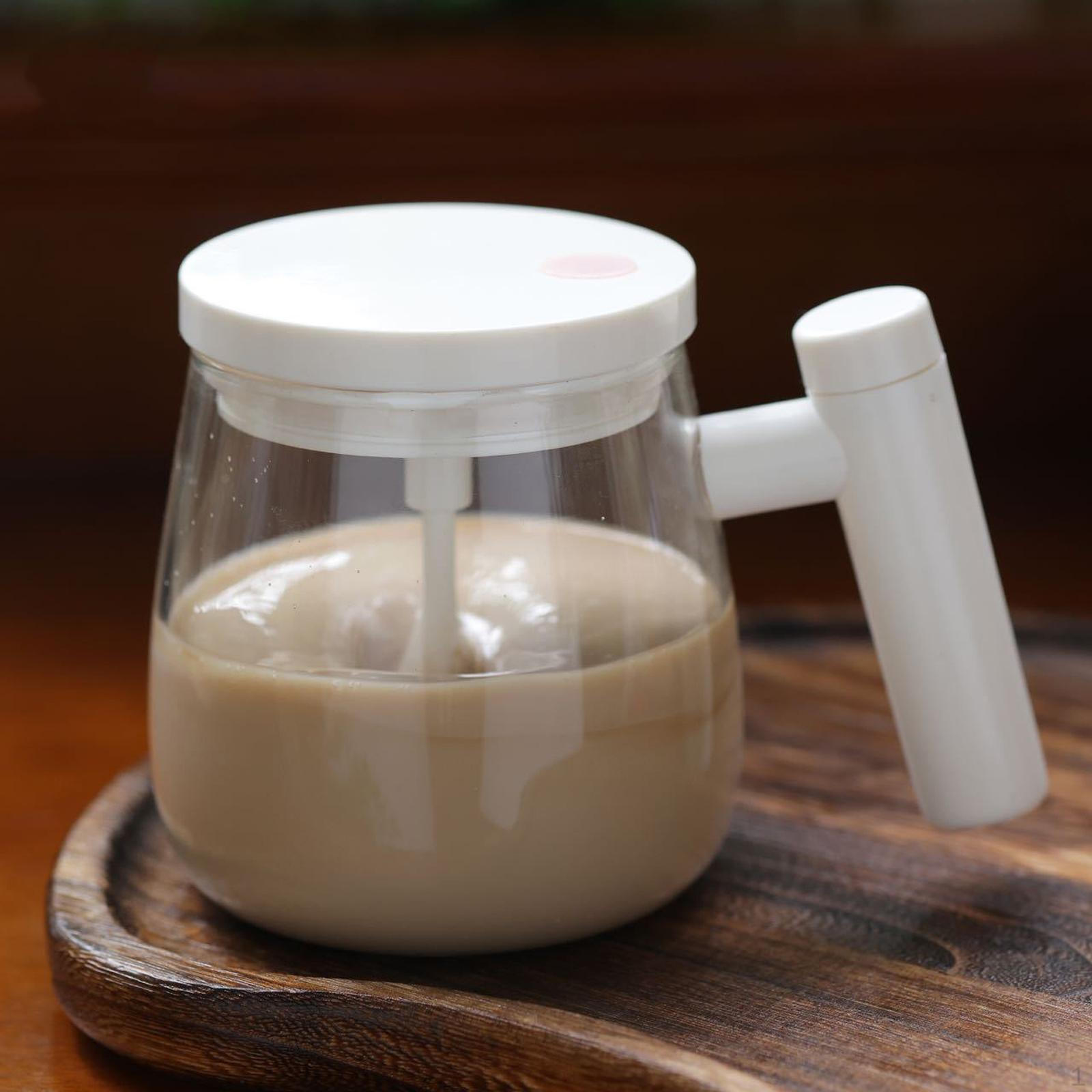 Кружка для кофе с автоматическим перемешиванием, автоматическая чашка, высокоскоростная, мощная, стеклянная, электрическая, самостоятельно смешивающая White
