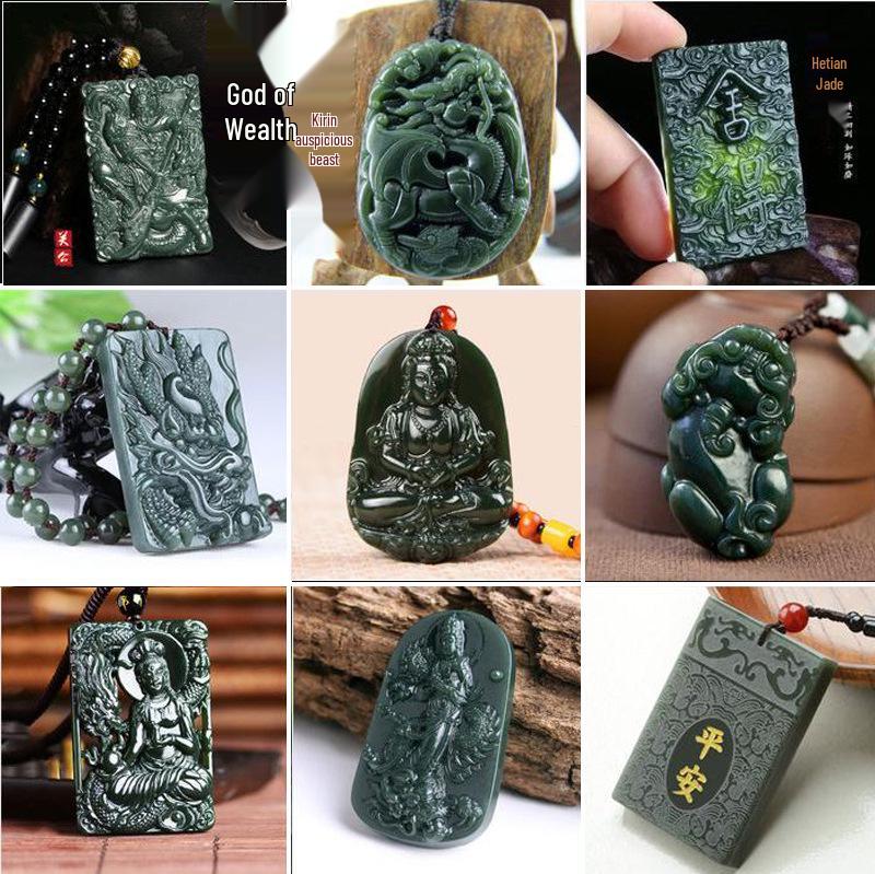 Natural Obsidian Double Pixiu Safety Buckle Pendant - Golden Obsidian Crystal Charm