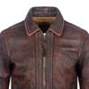 Men's Leather Jacket Vintage Red Brown Real Cow Leather CoatTurn Down Collar Spring Autumn