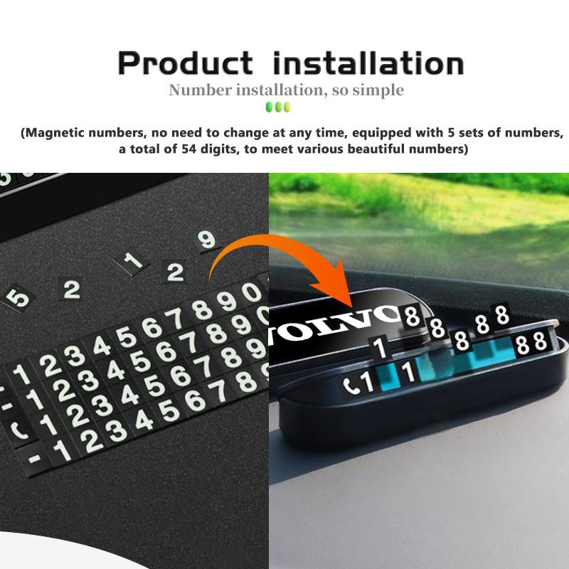 For Volvo Car Accessories Temporary Parking Card Night Glowing Sign To Stop V60 V50 V40 S80 S60 S90 C40 XC40 V70 XC70 XC60 XC90