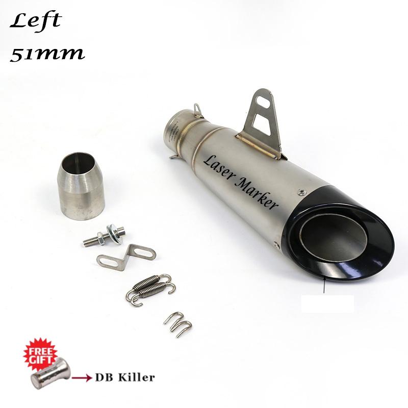 51MM Universal Motorcycle Left Right Exhaust Pipe Scooter Escape Muffler with DB Killer For Z1000 S1000RR CBR650R FZ6 YZF R1 R6