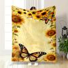 Sunflowers and Butterflies Design Flannel Blanket for Bedroom Living Room Sofa and Nap