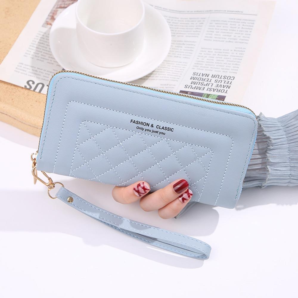 Fashion PU Leather Women Wallet Long Large Capacity Card Holder Simple Double Zipper Coin Purse Women Girls