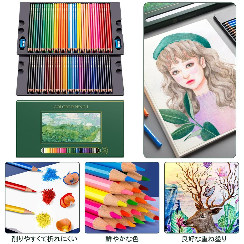 Roleness Colored 72 for Kids and Professional Colored Pencil Set with Soft Core and Sharpener Pencils, Colors, Oil-Based, Adults,
