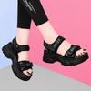 Slope heel Roman women's summer new refreshing breathable heightening single shoes women's black platform sports sandals