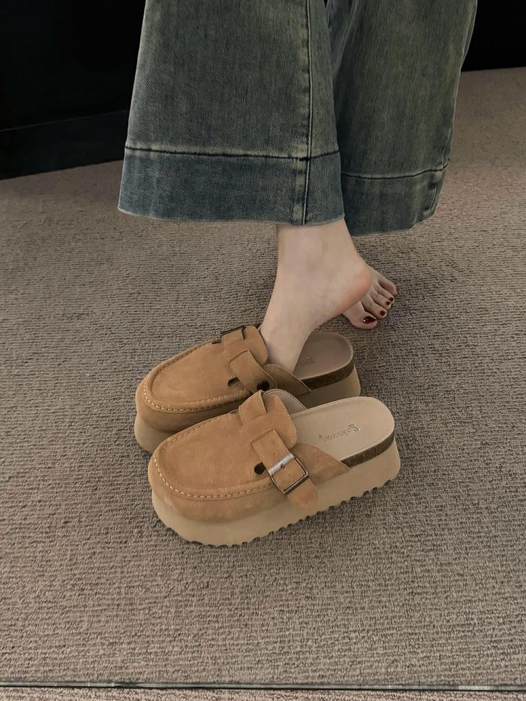 Fashion Thick Sole Mule For Women Summer Outwear Versatile Tourist Sandals Leisure Vacation Beach Shoes Ladies Flats Slippers Slides