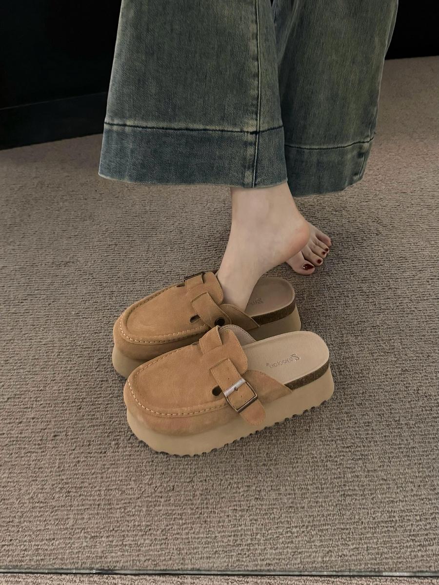 

Fashion Thick Sole Mule For Women Summer Outwear Versatile Tourist Sandals Leisure Vacation Beach Shoes Ladies Flats Slippers Slides 40 коричневый