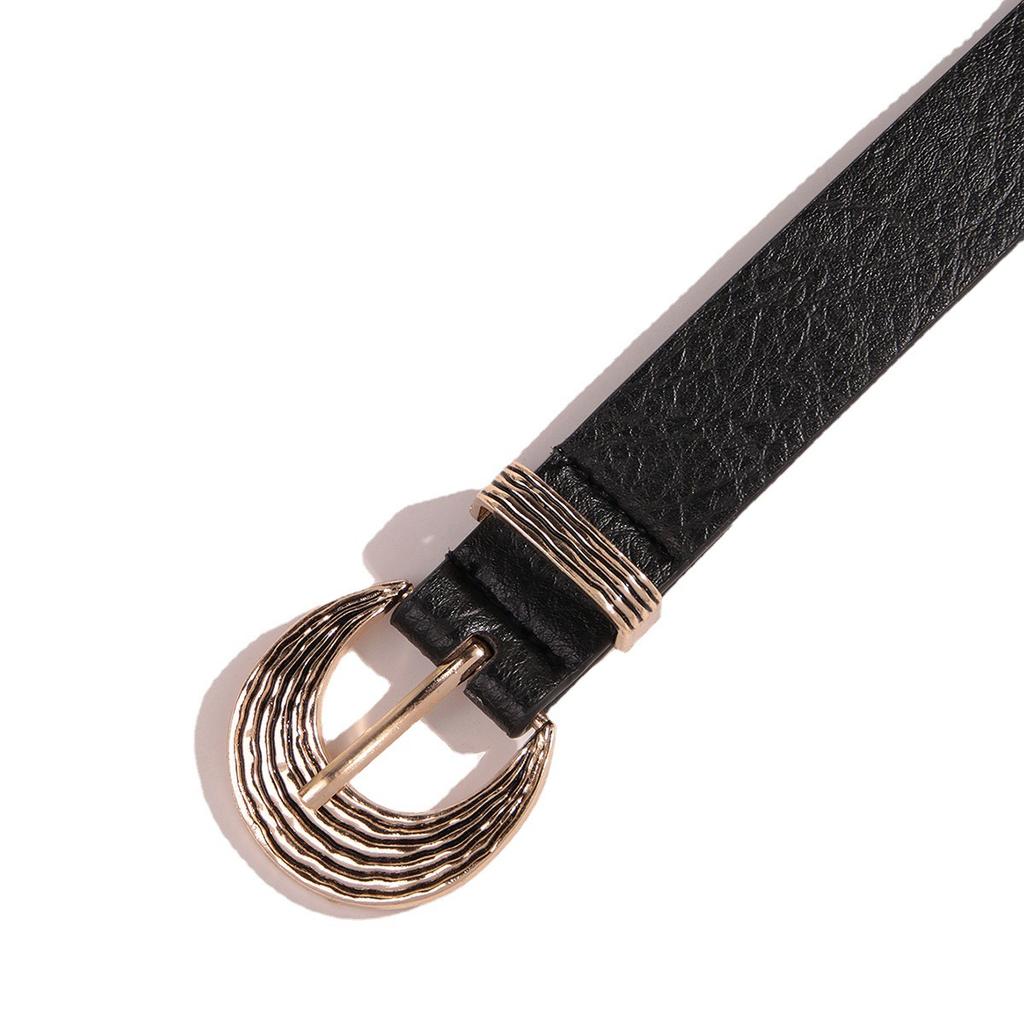 New Ladies Platform Gold Two-Piece Black Belt Versatile Fashion Women's Belt