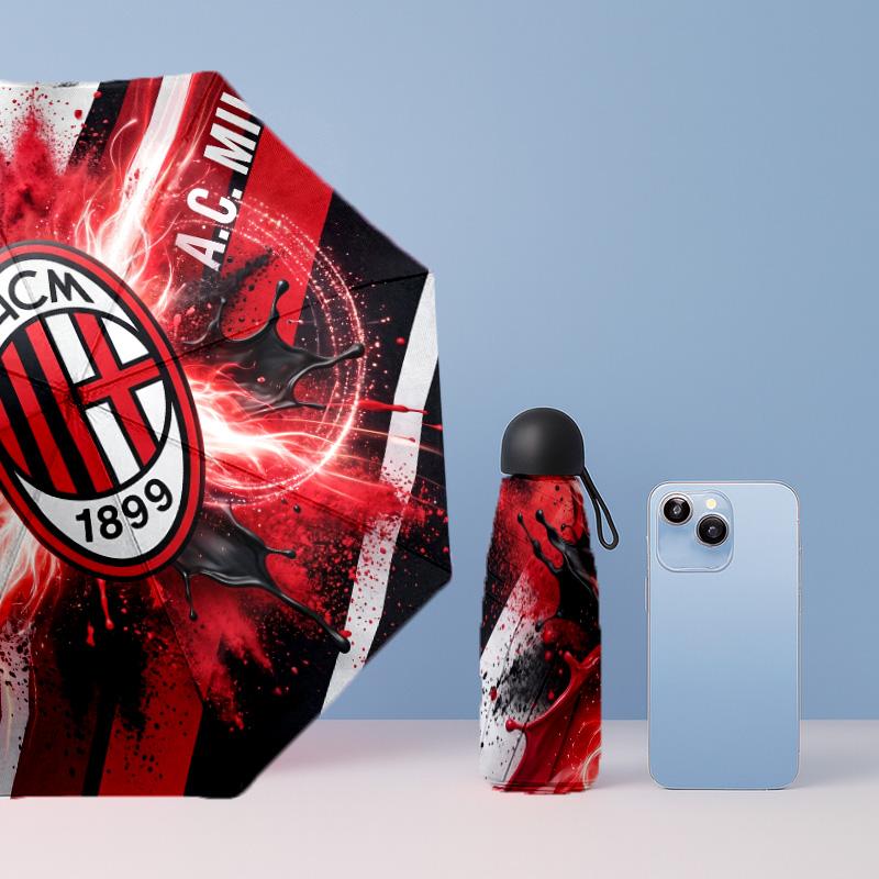 AC Milan Pattern Printed Mini 5 Folds 8 Ribs Compact Umbrella Windproof Waterproof Lightweight Portable Folding