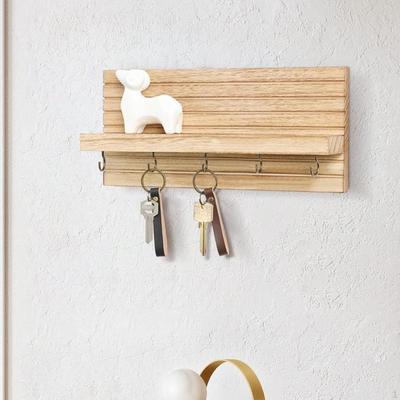 Key Holder Wall Mount,Wooden Rack Organizer,Ornament,Wall Hooks with Shelf Entryway Hanging
