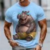 Men's Abstract and Whimsical Animal Print T-Shirt Summer Casual Round-Neck Short-Sleeve Outdoor Streetwear-Style Men's Top