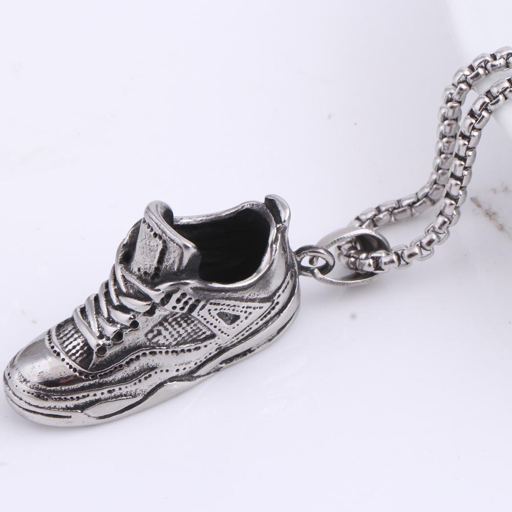 European and American Hip-hop Street Sneakers, AJ Basketball Shoes, Distressed Retro Necklaces, Titanium Steel Shoe Necklaces