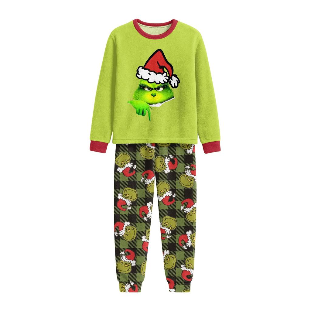 Christmas Printed Parent-child Plush Home Wear Set