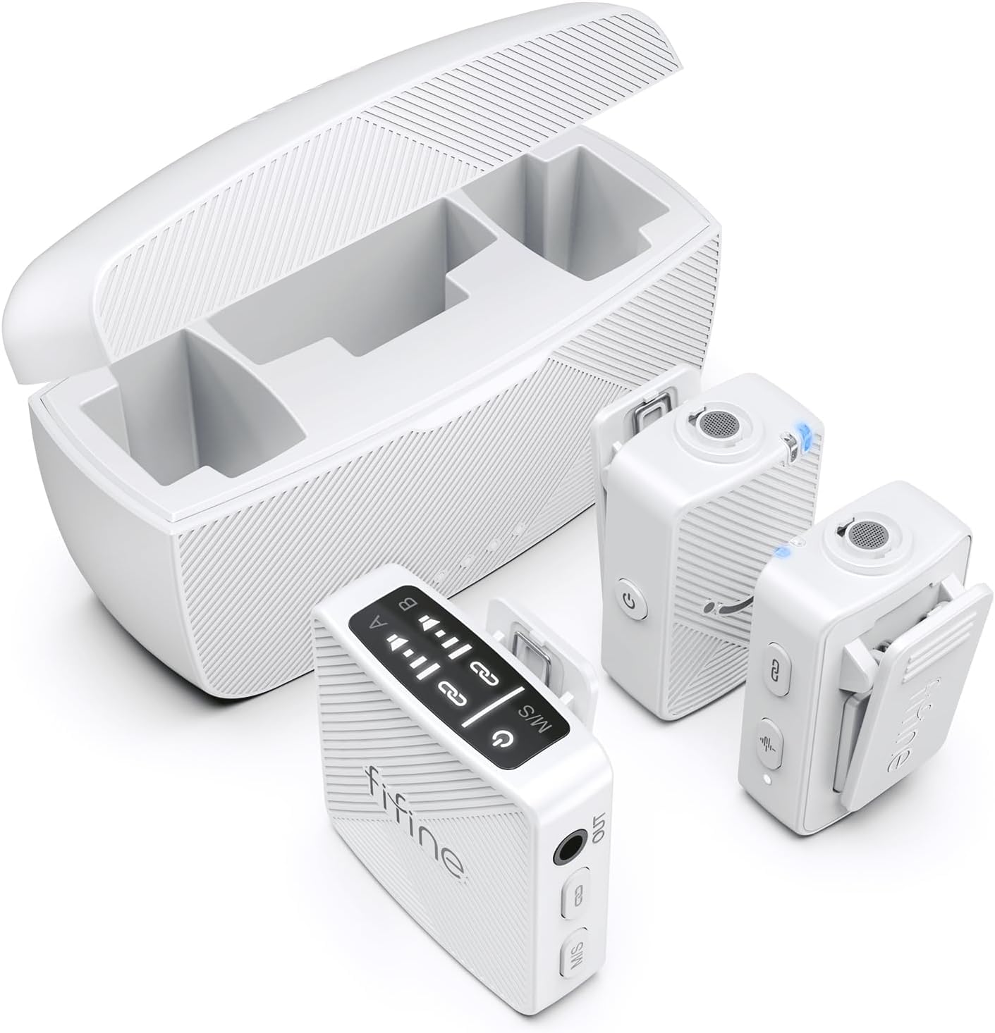 

FIFINE Wireless Microphone, Pin Microphone, 6 Hours of Continuous Use, Noise Cancellation, Can be Used by 2 People at the Same Time, Storage and