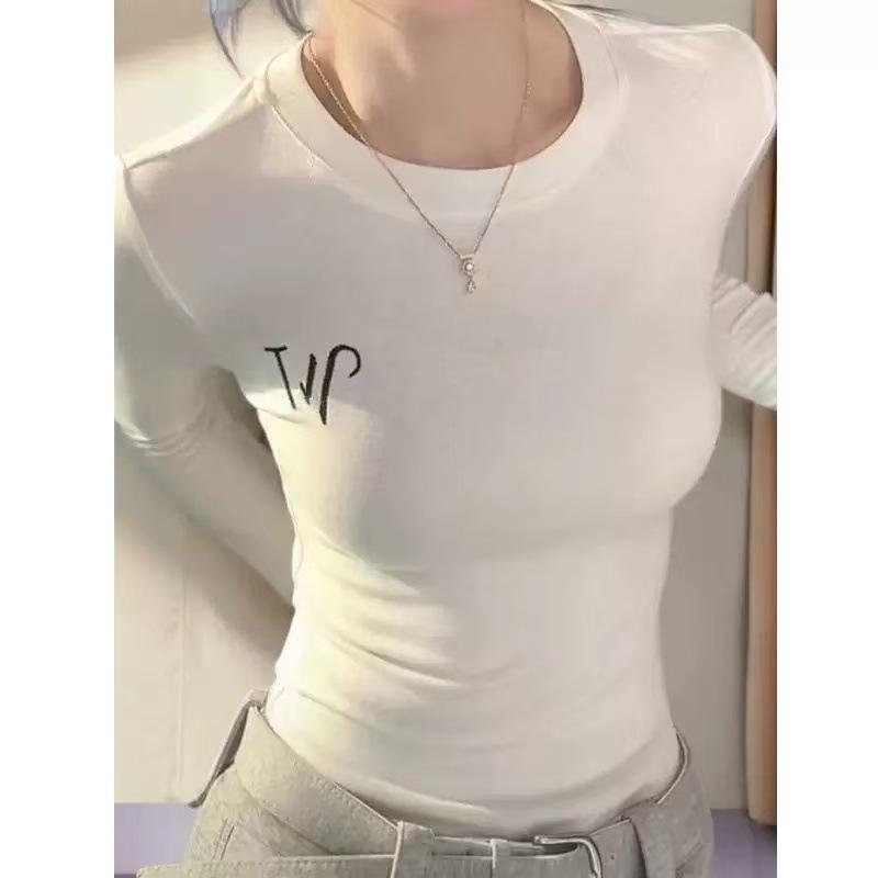 Korean Style Women s Embroidered Thermal Fleece Long Sleeve Top Extra Large белый