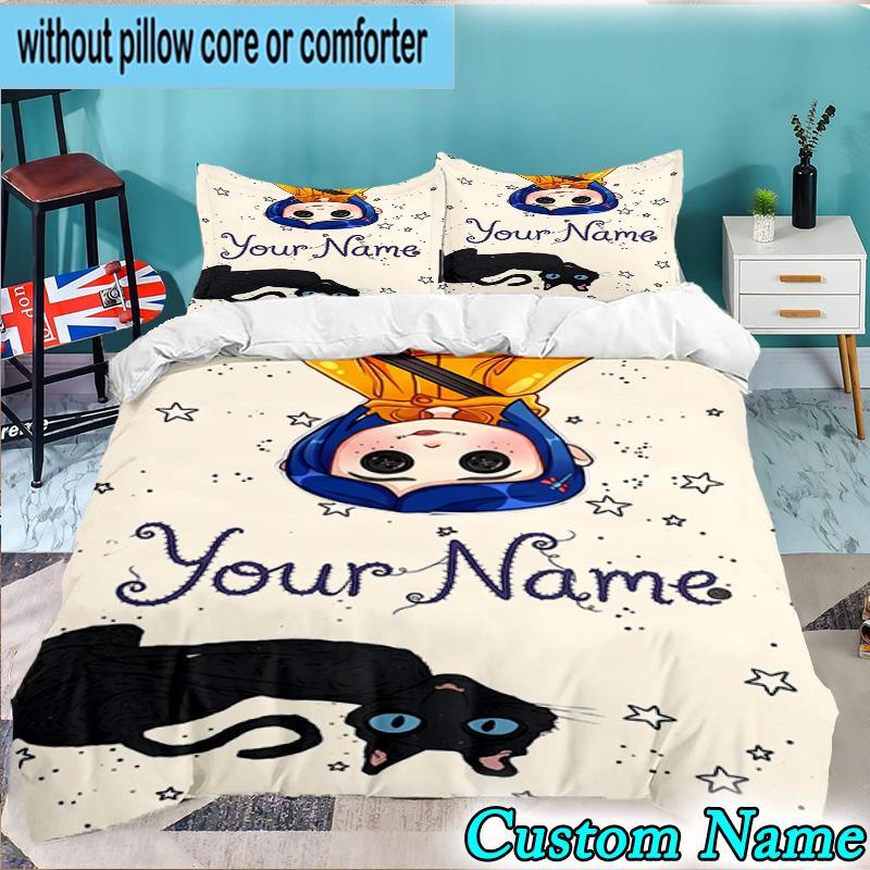 Custom Name 3PCS Mystery Coraline's World Bedding Set,Including Duvet Cover And 2pcs Pillowcases Perfect for Bedroom,Dormitory,Fan Christmas Gift