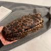Women PU Leopard Fashion Shoulder Bag Large Capacity Circular Underarm Bag Zipper Closure Fashion Carrying Bag Chic Hobo Bag KTB