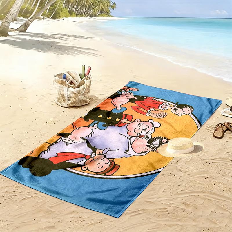 Popeye the Sailor Man Print Beach Towel, Large Soft Quick Dry Towel for Beach Camping Swimming