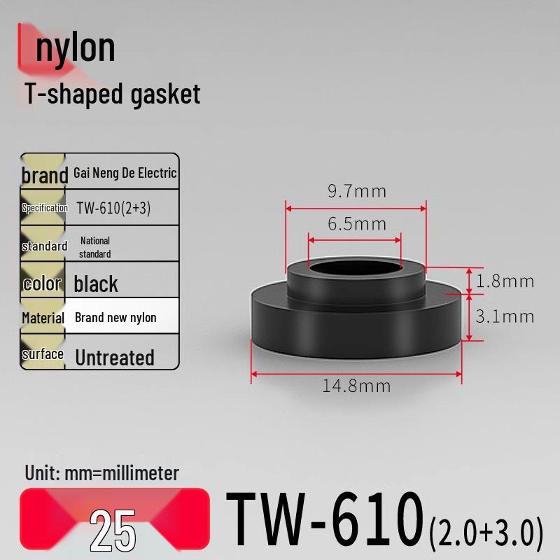 T-förmiger Nylon-Kunststoff-Dichtungsring und Schraubwellenhülse (Für dich: M2-M35)