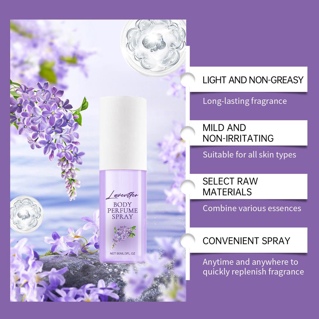Lavender Body Perfume Spray 90ml Long-lasting Lavender Fragrancy Pleasant Fresh Floral Perfume