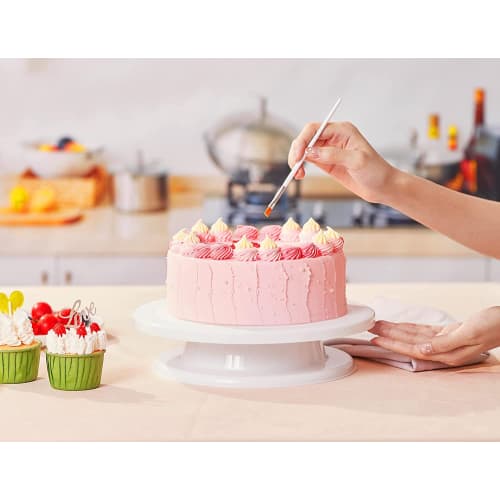 21-Piece Cake Turntable with Piping Tips and Bags, Baking Tool for Decorating, PP Plastic with Graduations, Non-Slip Design