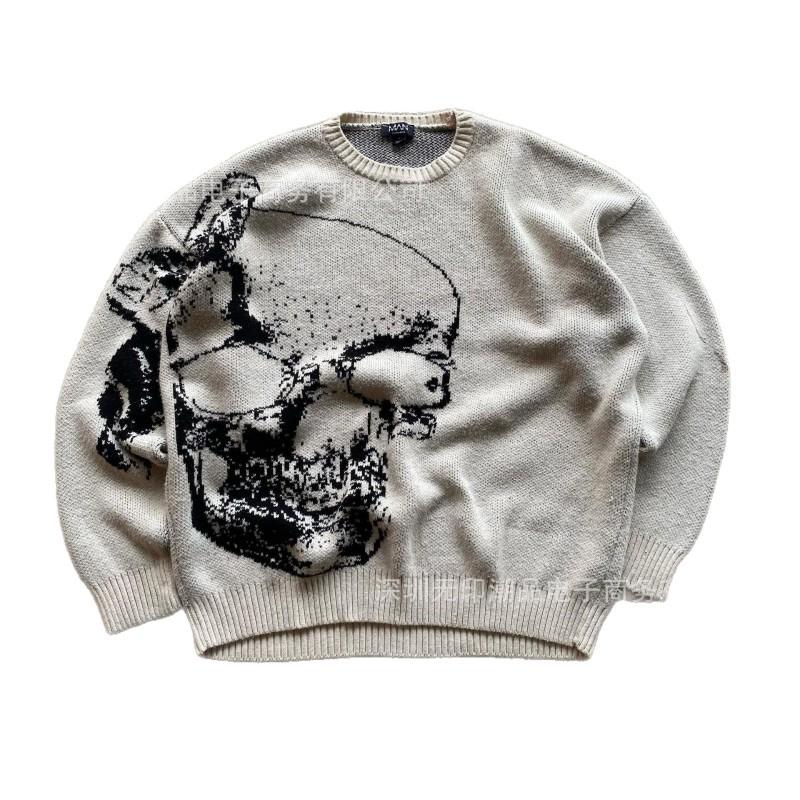 Dark Streetwear Skull Knit Sweater 26 Styles Unisex Casual Pullover Men Women