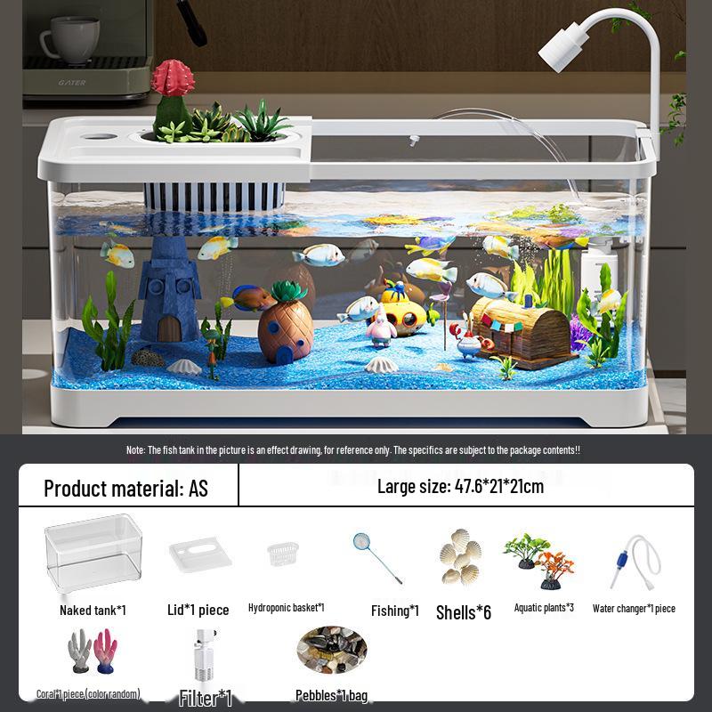Acuario de Peces Betta de Alta Definición con Filtro y Oxigenador Integrados para Decoración de Sala de Estar