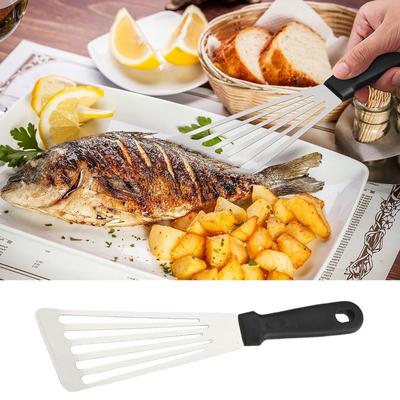 Stainless Steel Fish Frying Spatula Non Stick Rust Proof BBQ Spatula Household Slanted Edge Design Kitchen Shovel