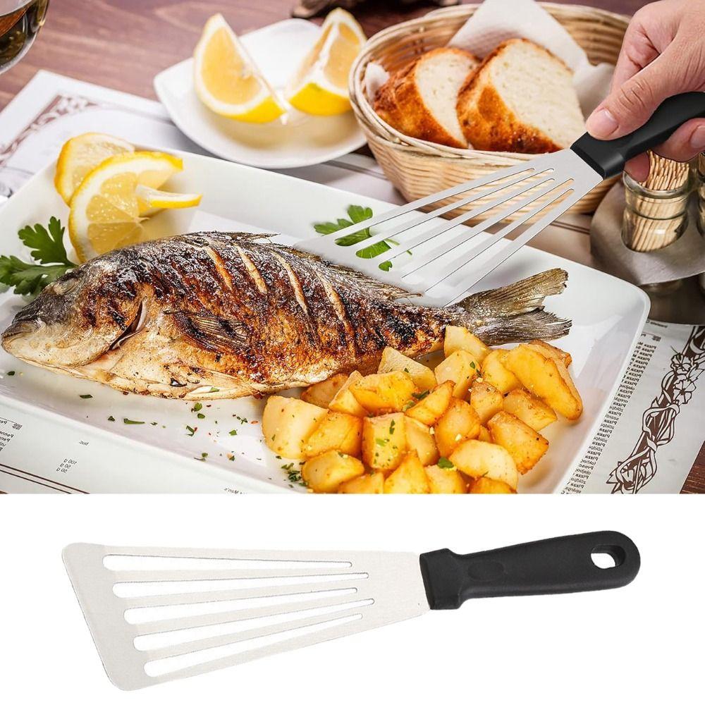 Stainless Steel Fish Frying Spatula Rust Proof Slanted Edge Design BBQ Spatula Household Non Stick Kitchen Shovel