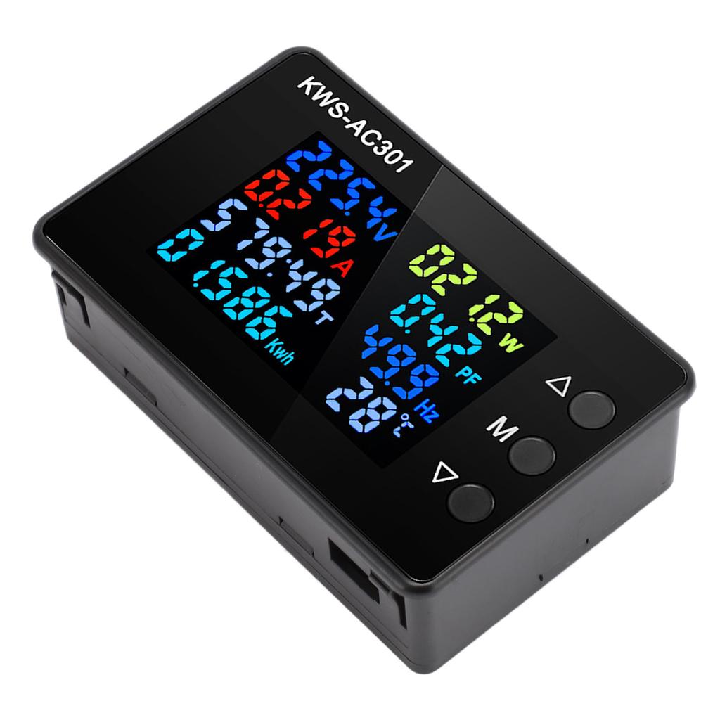Volt Amp Meter 0 to 100A 50 to 300V Color LCD Display Multifunction Power Energy Monitor for Industry Home