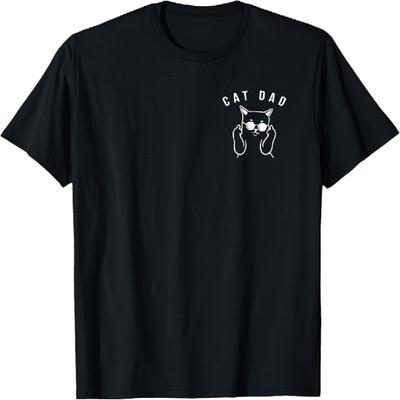 Cat Dad Giving Middle Finger Funny Cat Illustration T-Shirt for Men Women
