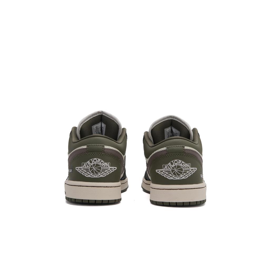 Jordan Air Jordan 1 Floating Abrasion Resistant Low Top Vintage Basketball Shoes Men's Black White Green DC0774-122(Team519-)