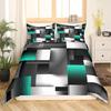 Grid Square Three-Piece Quilt Cover 3D Digital Printing Bedding Set Bed Cover