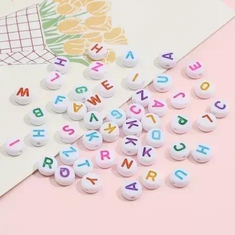 Acrylic A-Z 26 Letter Round Beads Colorful Alphabet Loose Spacer Beads For Jewelry Making Diy Bracelet Necklace Accessories