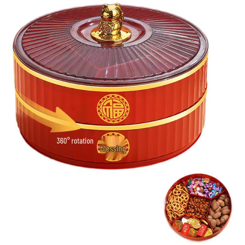 ZISIZ Rotating Lucky Cat Compartmented Snack Tray