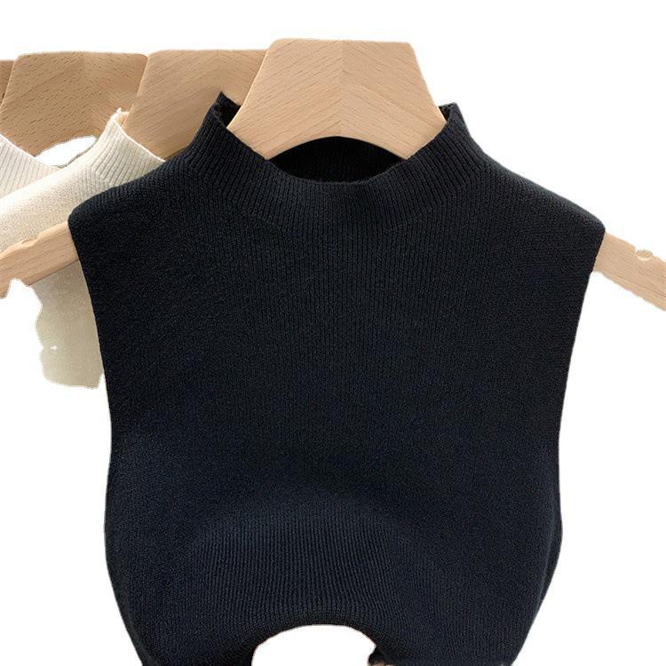 Women's Half-High Collar Knitted Camisole Vest - Spring/Summer 2023